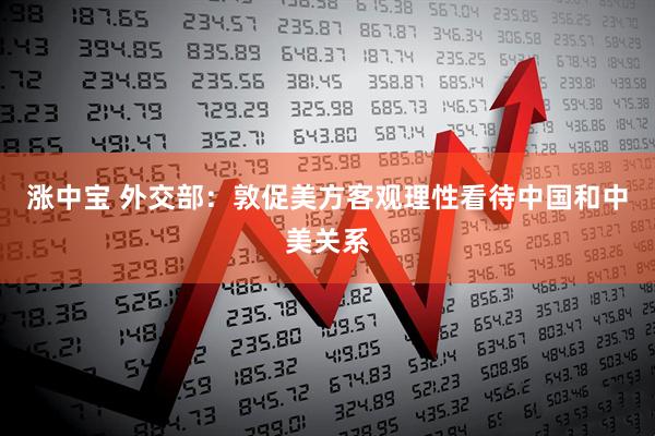 涨中宝 外交部：敦促美方客观理性看待中国和中美关系